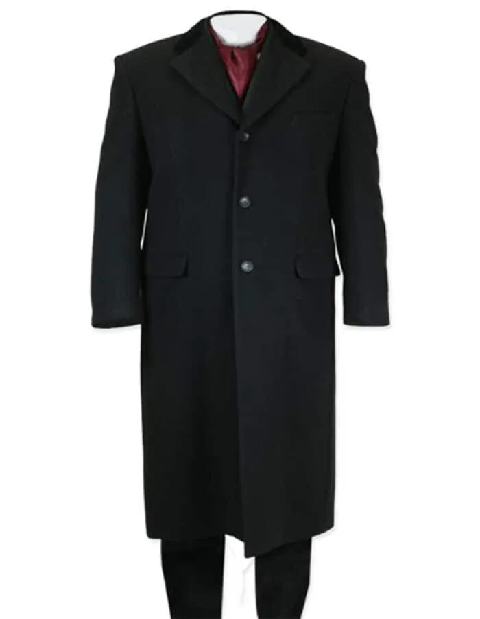 Full Length Long men's Dress Topcoat - Winter coat in Black