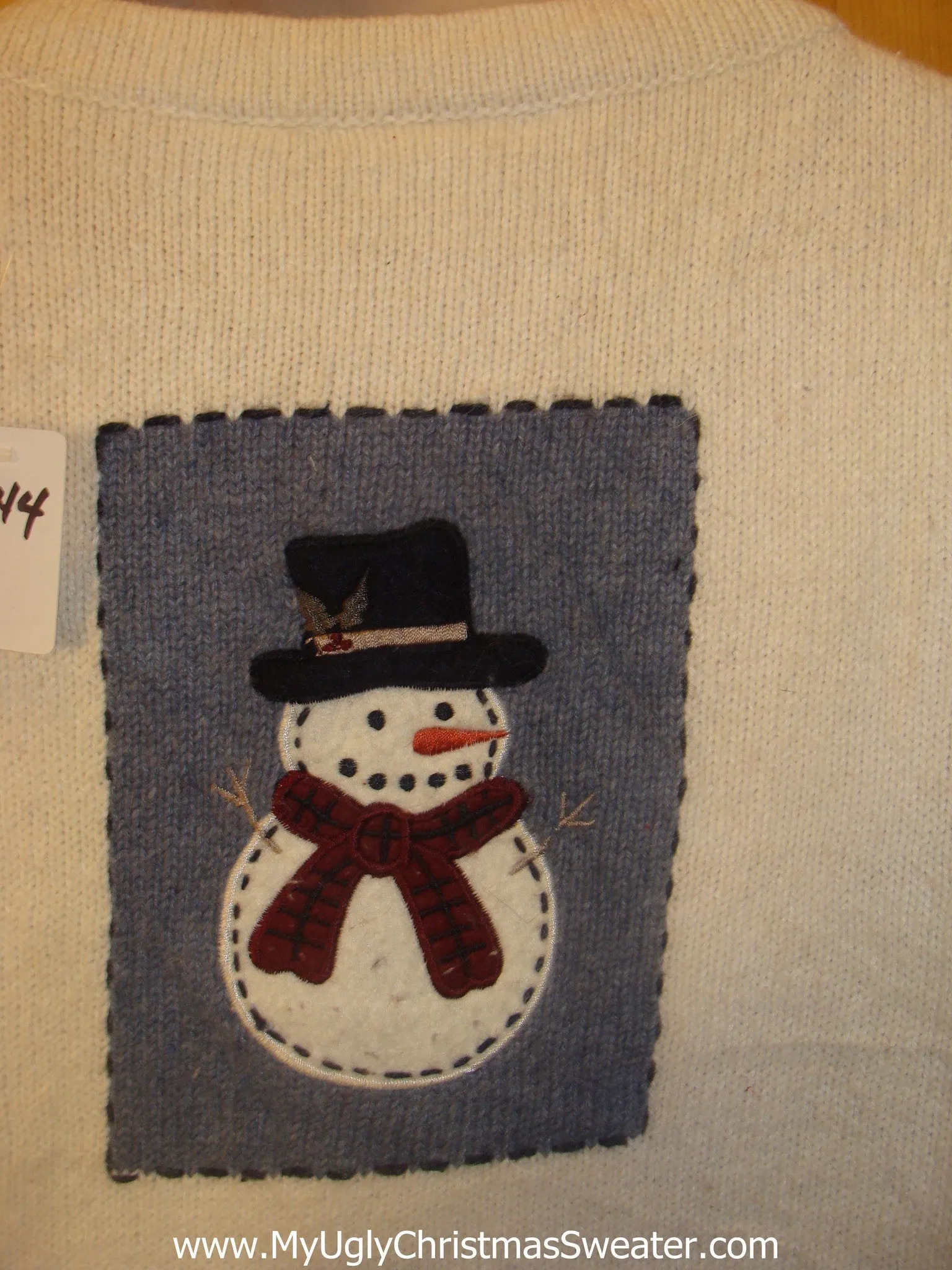 Funny Christmas Sweater with Snowmen and Snowflakes