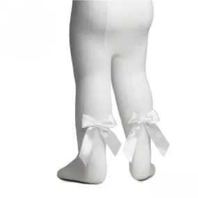 Girls Cream Chevron Bow Tights