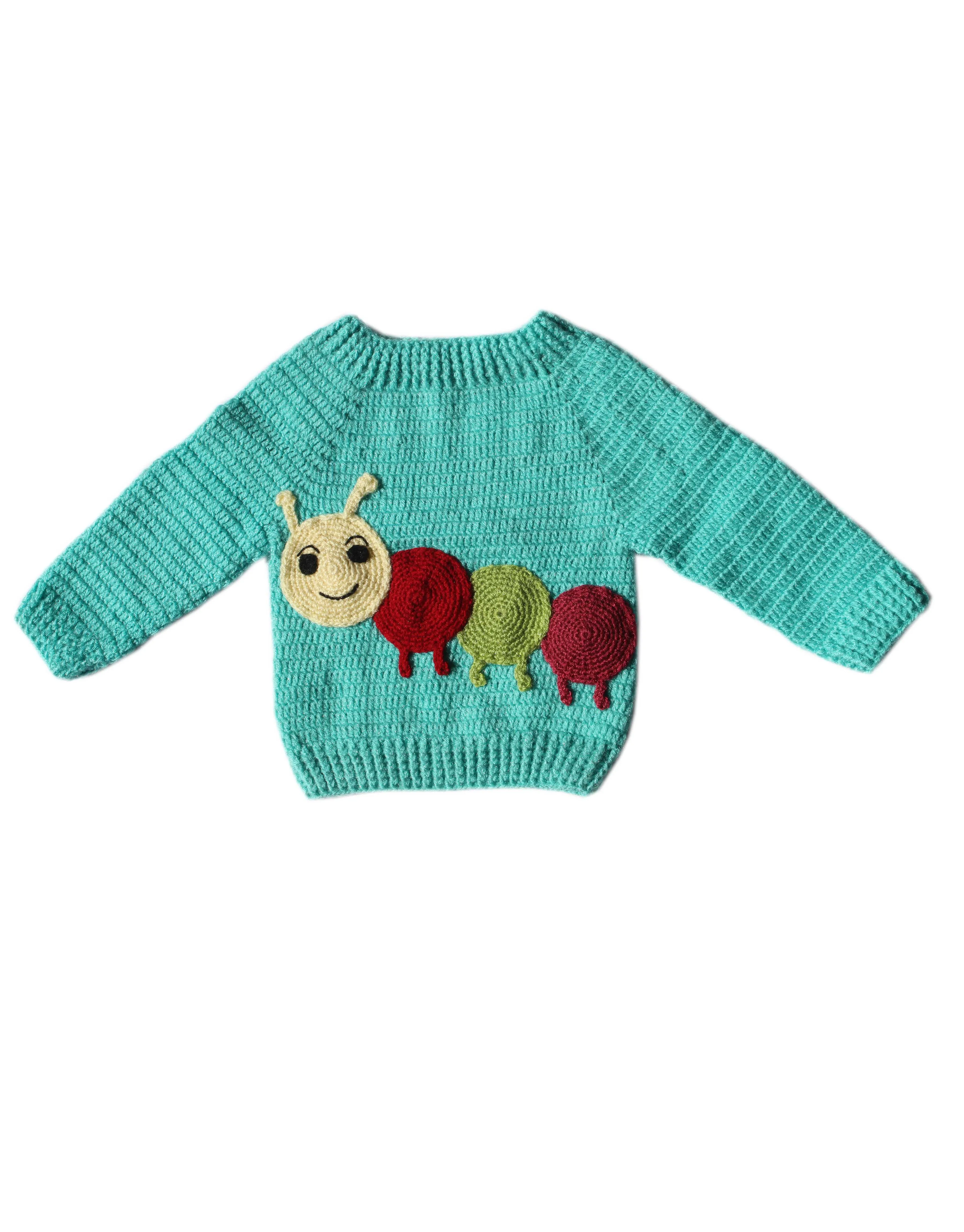 GraminArts woolen Kids Caterpillar Sky sweater with Applique Detail