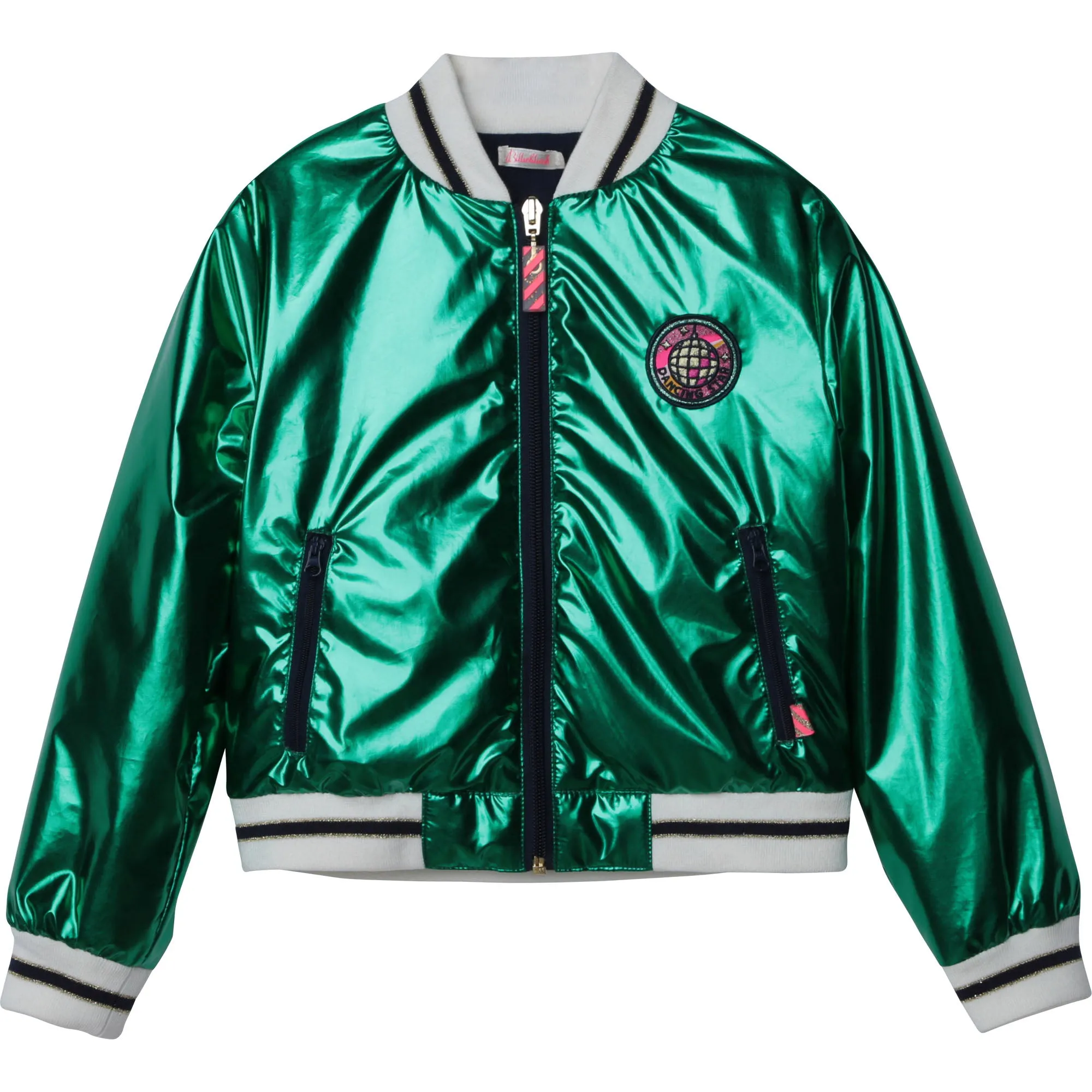 Green Metallic Padded Bomber Jacket