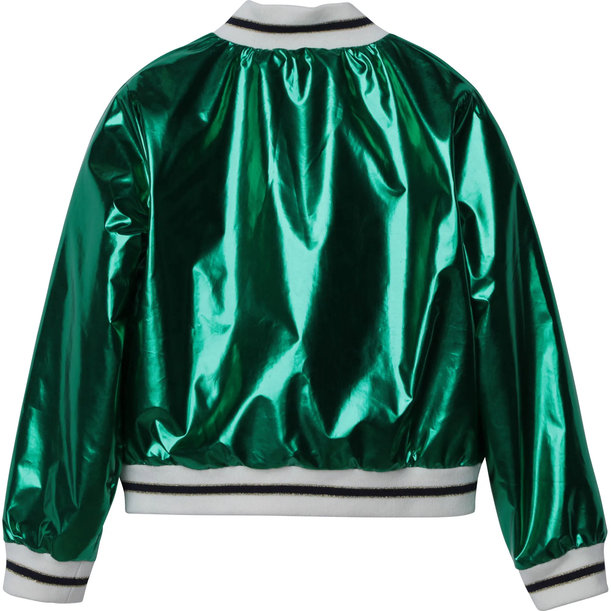 Green Metallic Padded Bomber Jacket