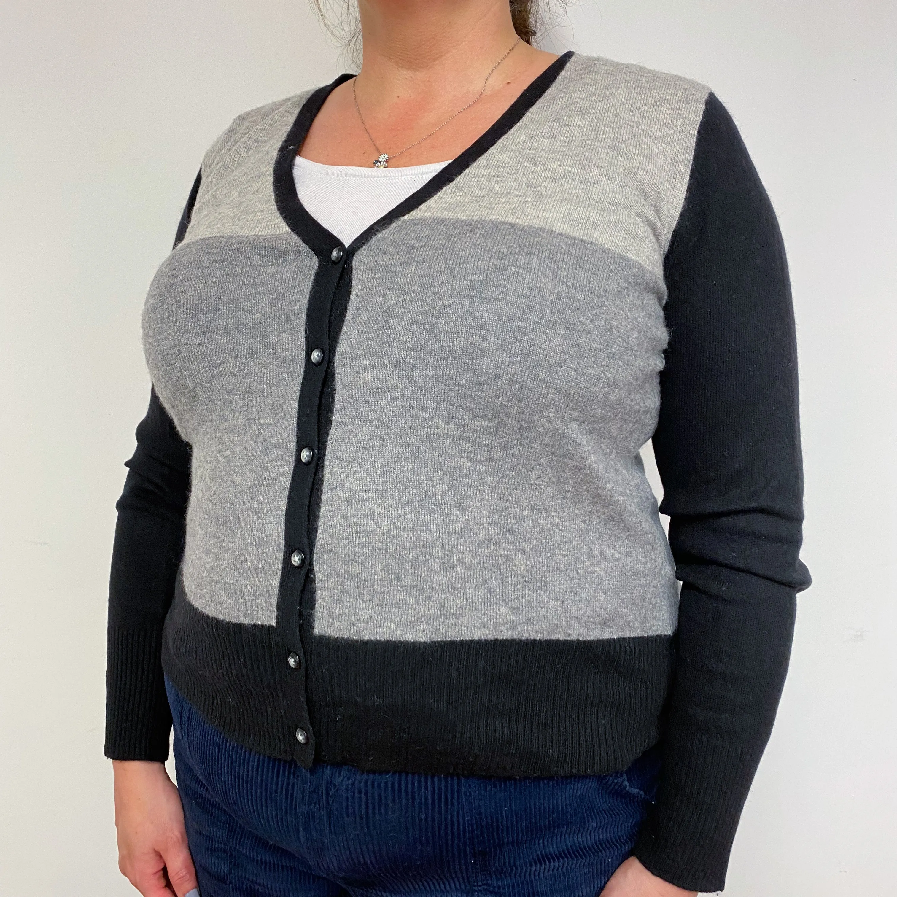 Grey Colour Block Cardigan Extra Large