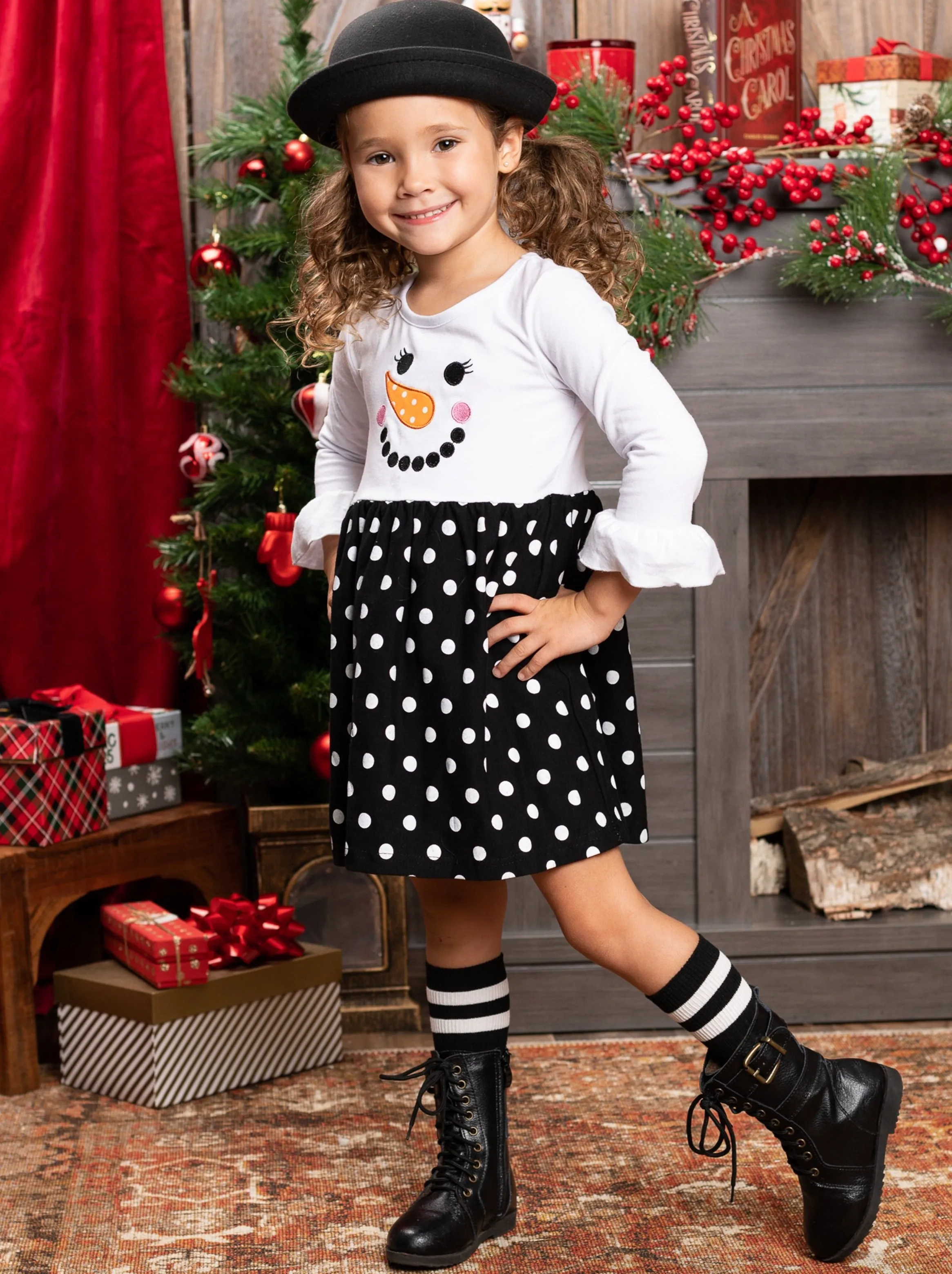 Happy Snowman Polka Dot Dress