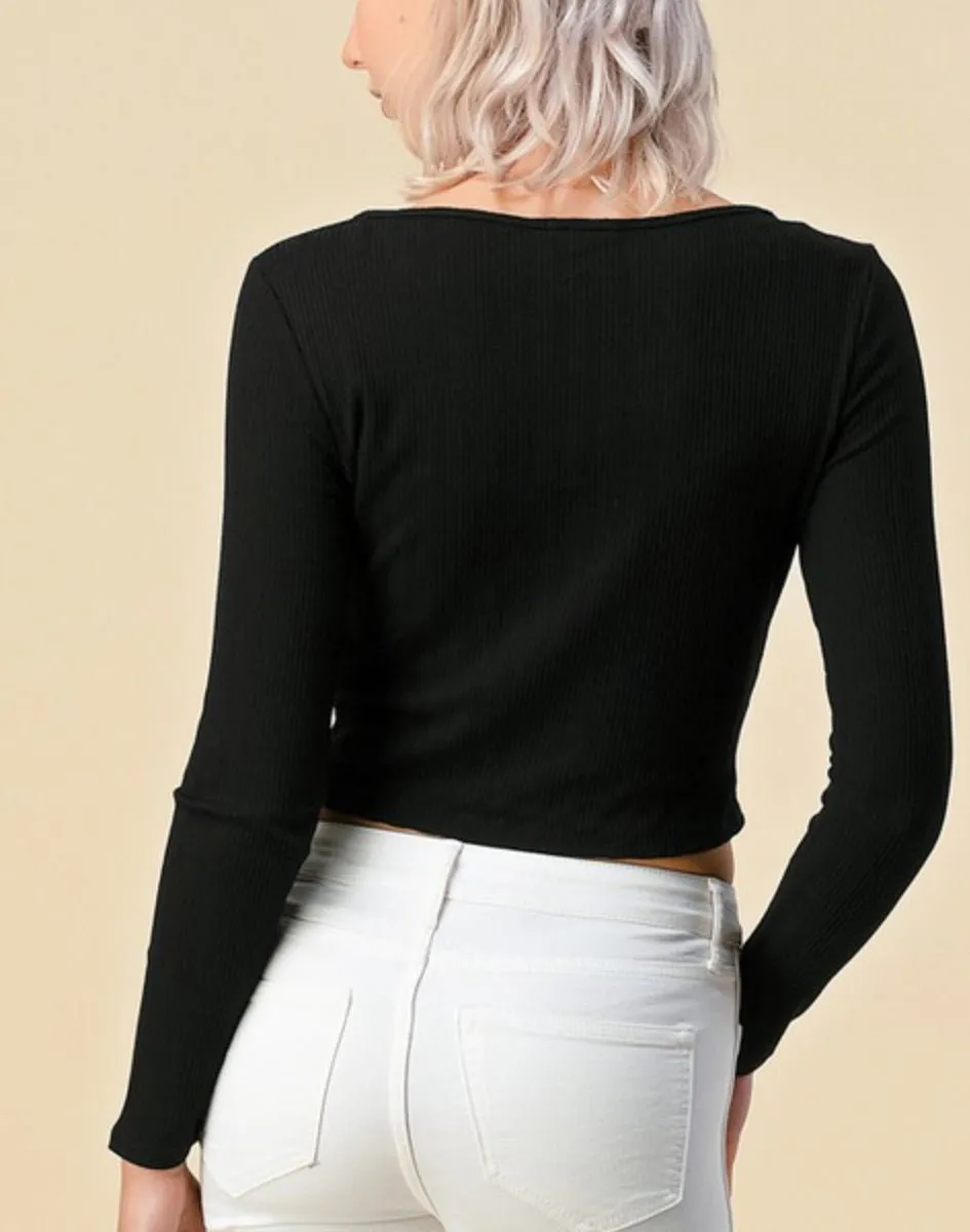 Heart & Hips Front Ruching Sweater Crop Tops