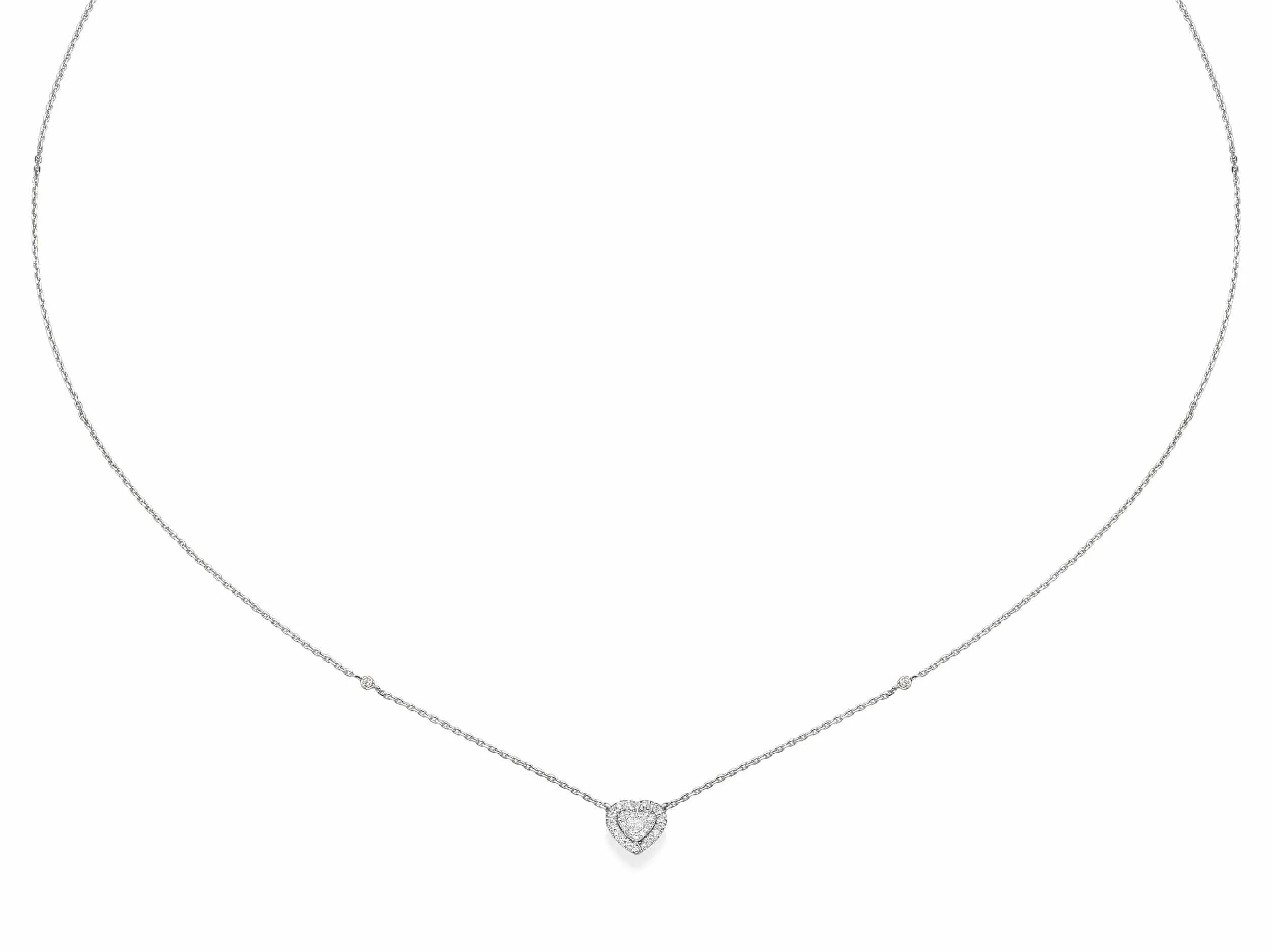 Heart Shaped Diamond Cluster Pendant Necklace