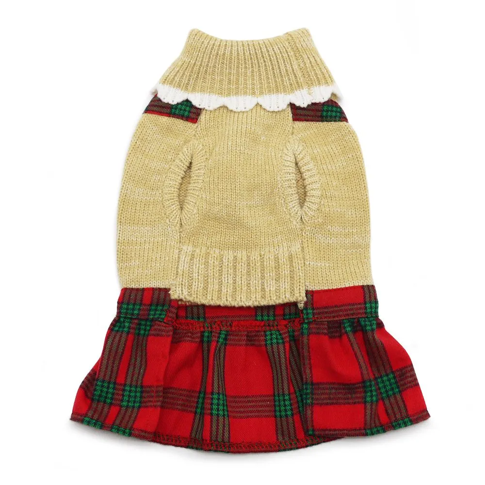 Holiday Plaid Dog Sweater Dress