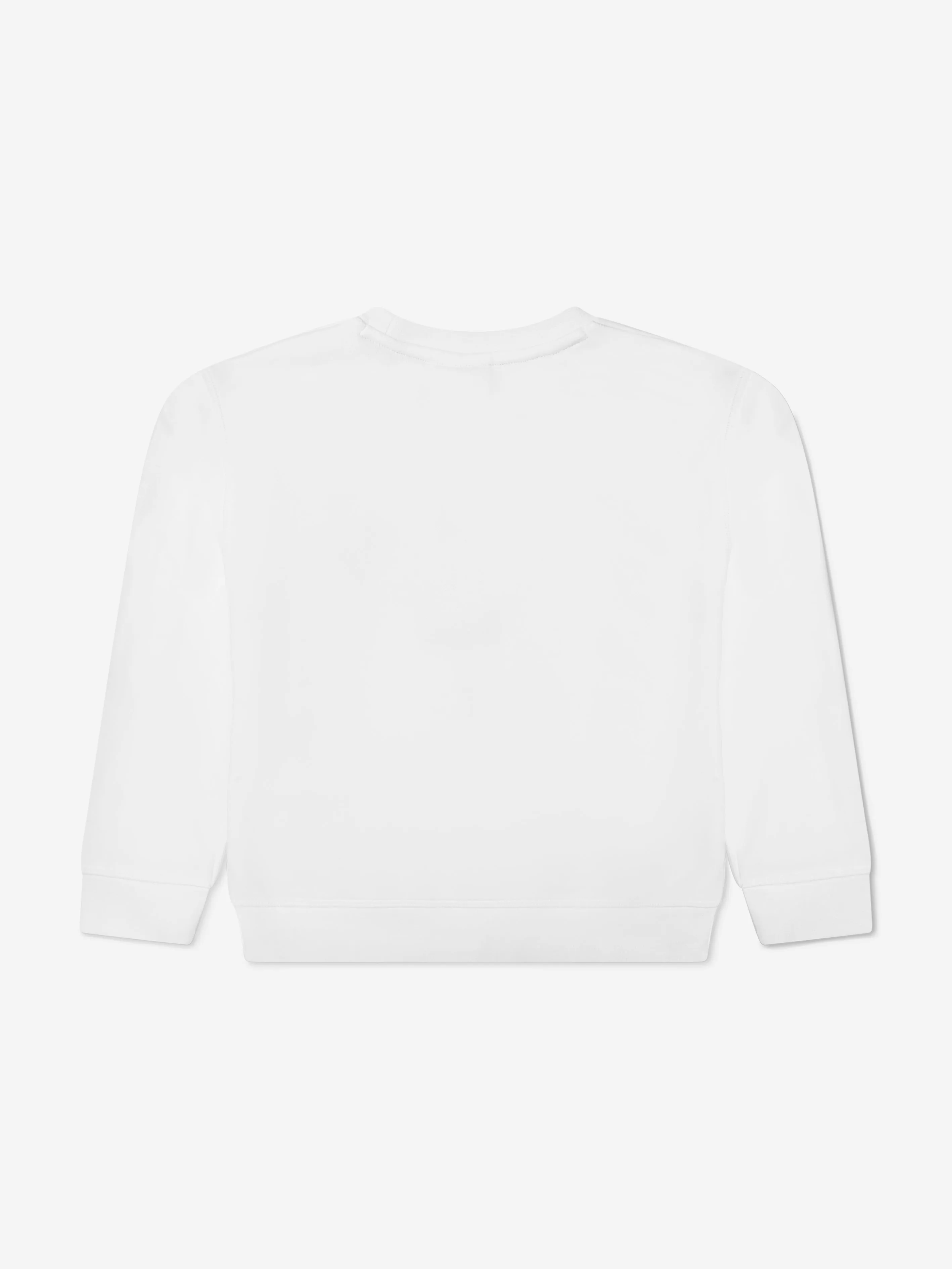 Hugo Boys Organic Cotton Logo Print Sweatshirt in White