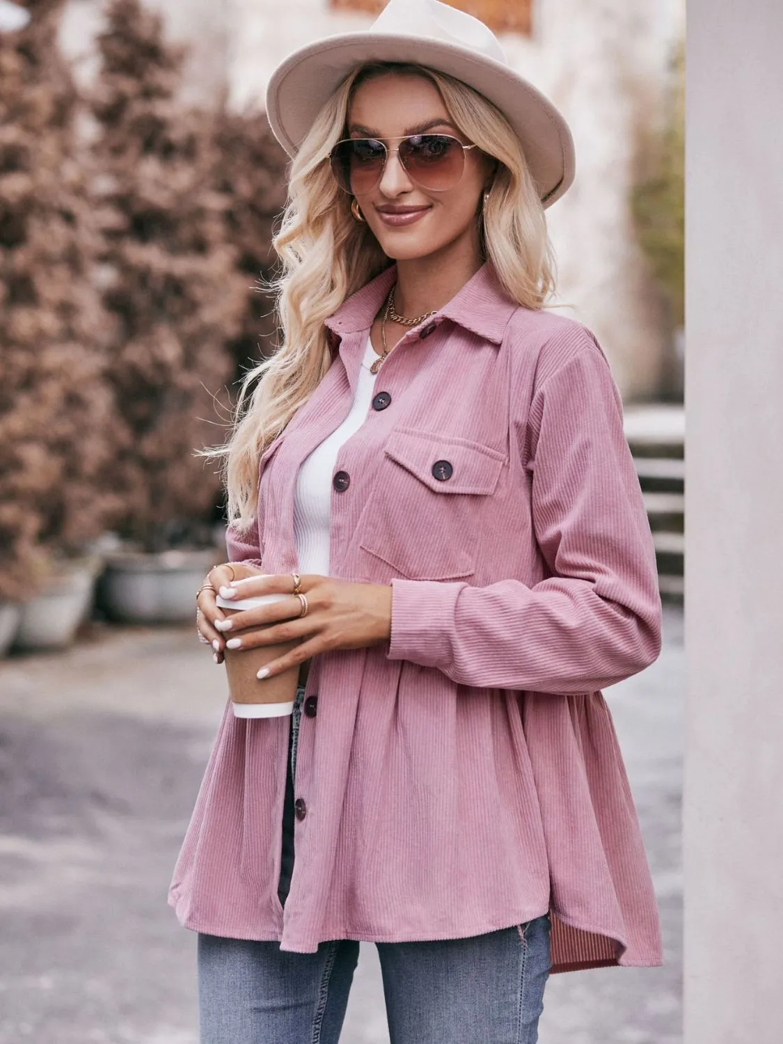 In a Moment Peplum Button Up