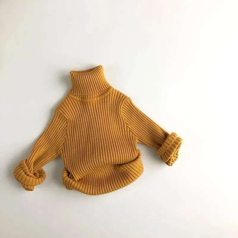 Kids Solid Color Sweaters | The Exquisite Knitted Turtleneck Pullover