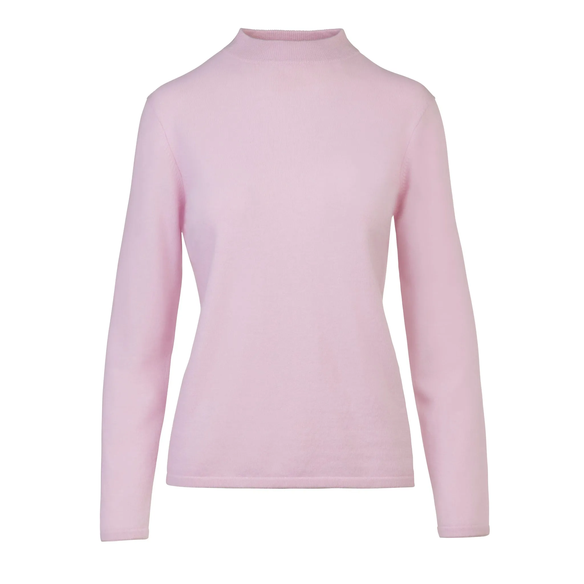 Ladies Cashmere Mock Turtleneck in Baby Pink