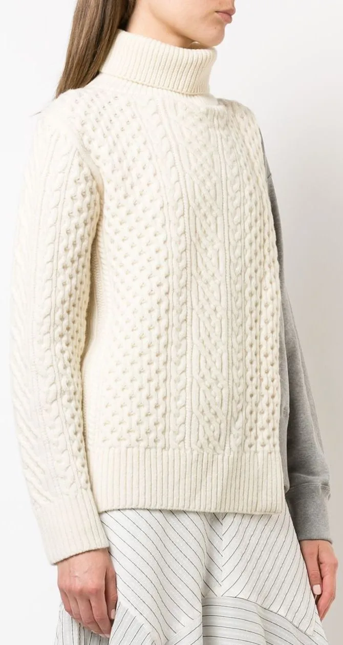 Layered Cable Knit Tabard Sweatshirt