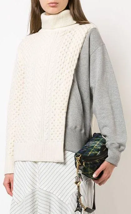 Layered Cable Knit Tabard Sweatshirt