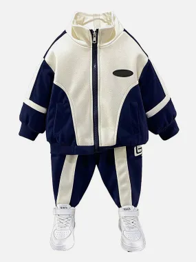 Little Surprise Box, Casual Navy & Cream 2Pcs Track Suit Set For Boys,Kids & Tweens