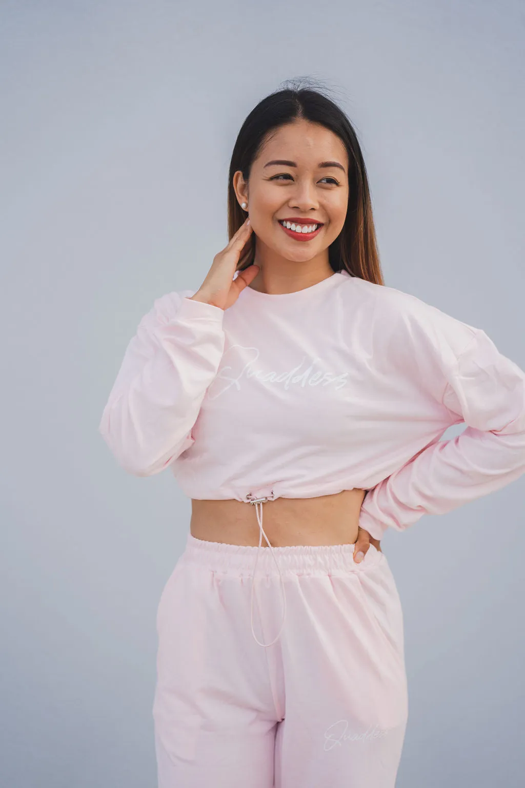 Loungewear Drawstring Cropped Jumper - Cotton Candy