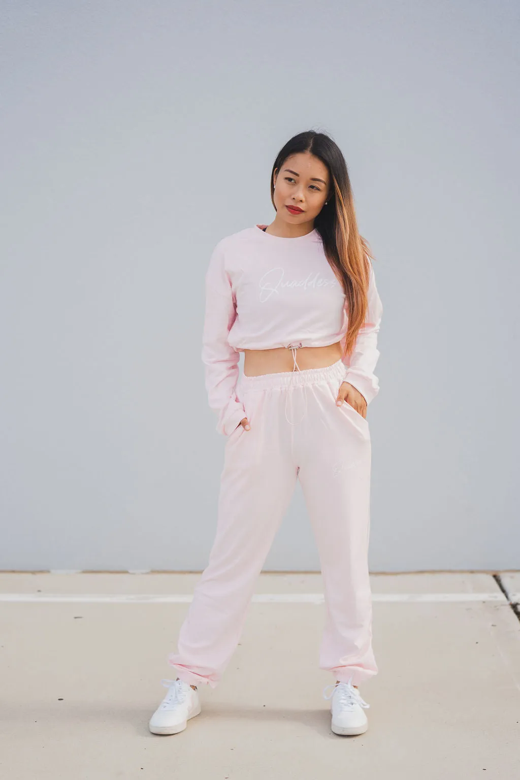 Loungewear Drawstring Cropped Jumper - Cotton Candy