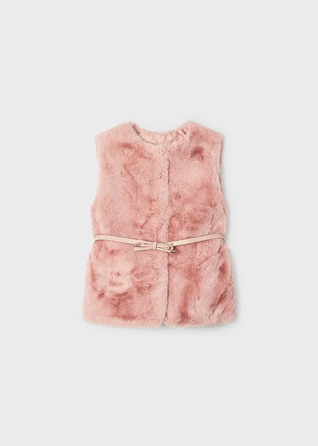 Mayoral Girls Pink Faux Fur Gilet