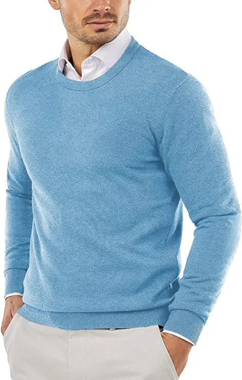 Men's Beige Lightweight Cotton Long Sleeve Sweater