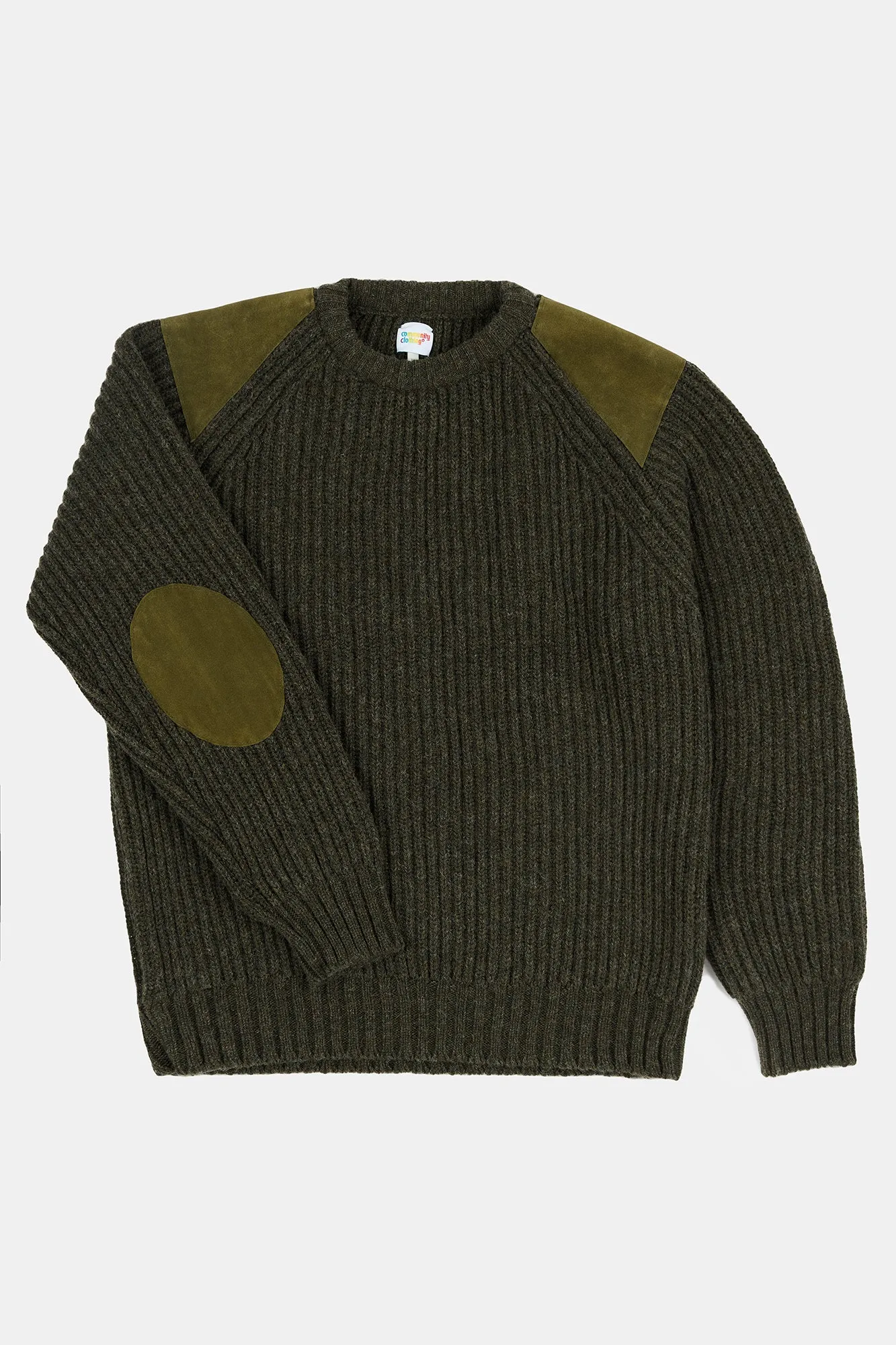 Men's Lambswool Fisherman Ribbed Jumper - Dark Olive