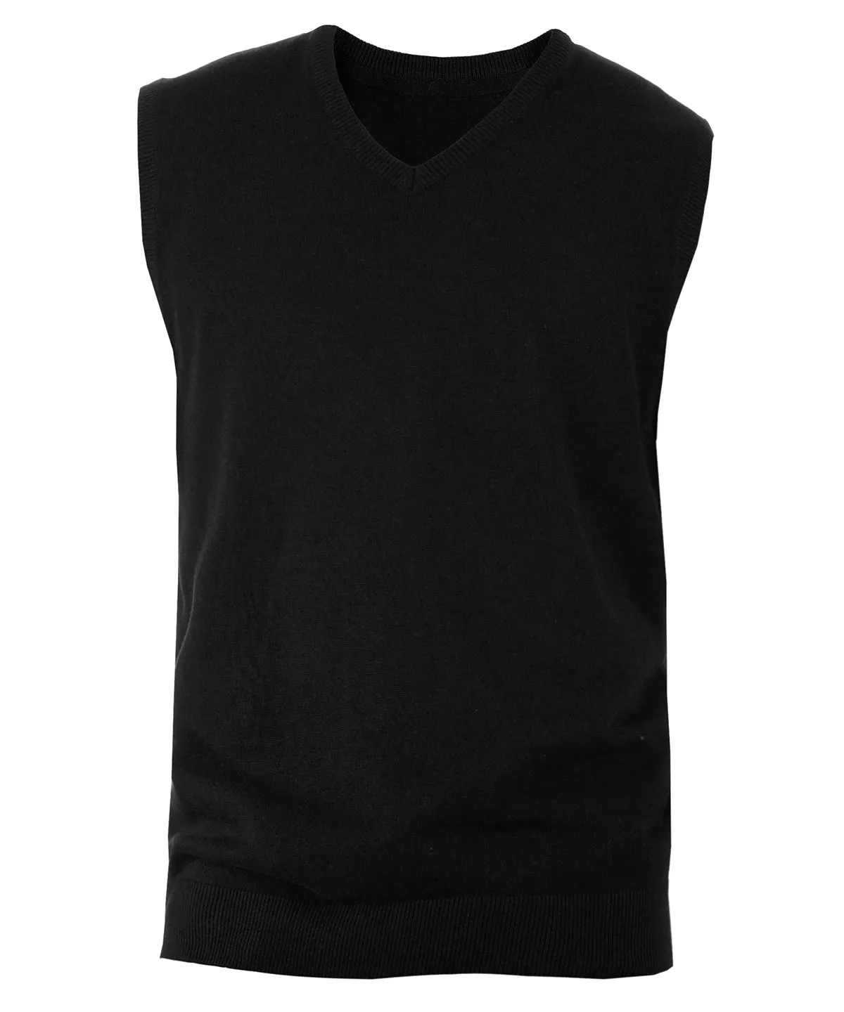 Mens sleeveless V-neck jumper | Black