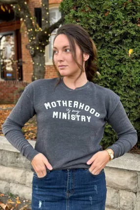 Motherhood Mineral Wash Graphic Sweatshirt in Vintage Black