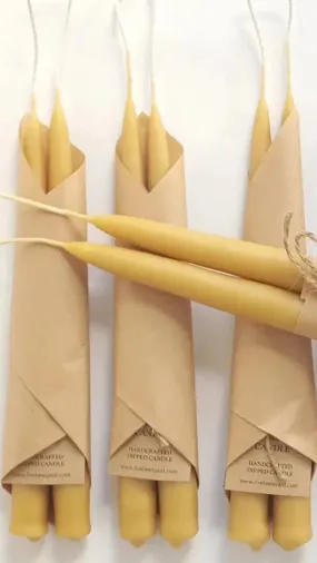 Natural Beeswax Taper Candles • hand dipped