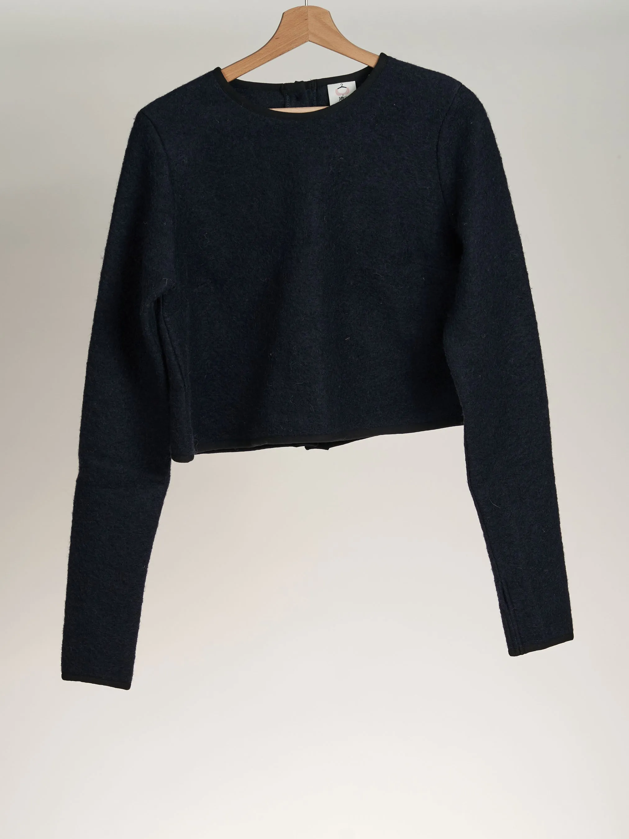 Night Navy Crop Sweater, Wool