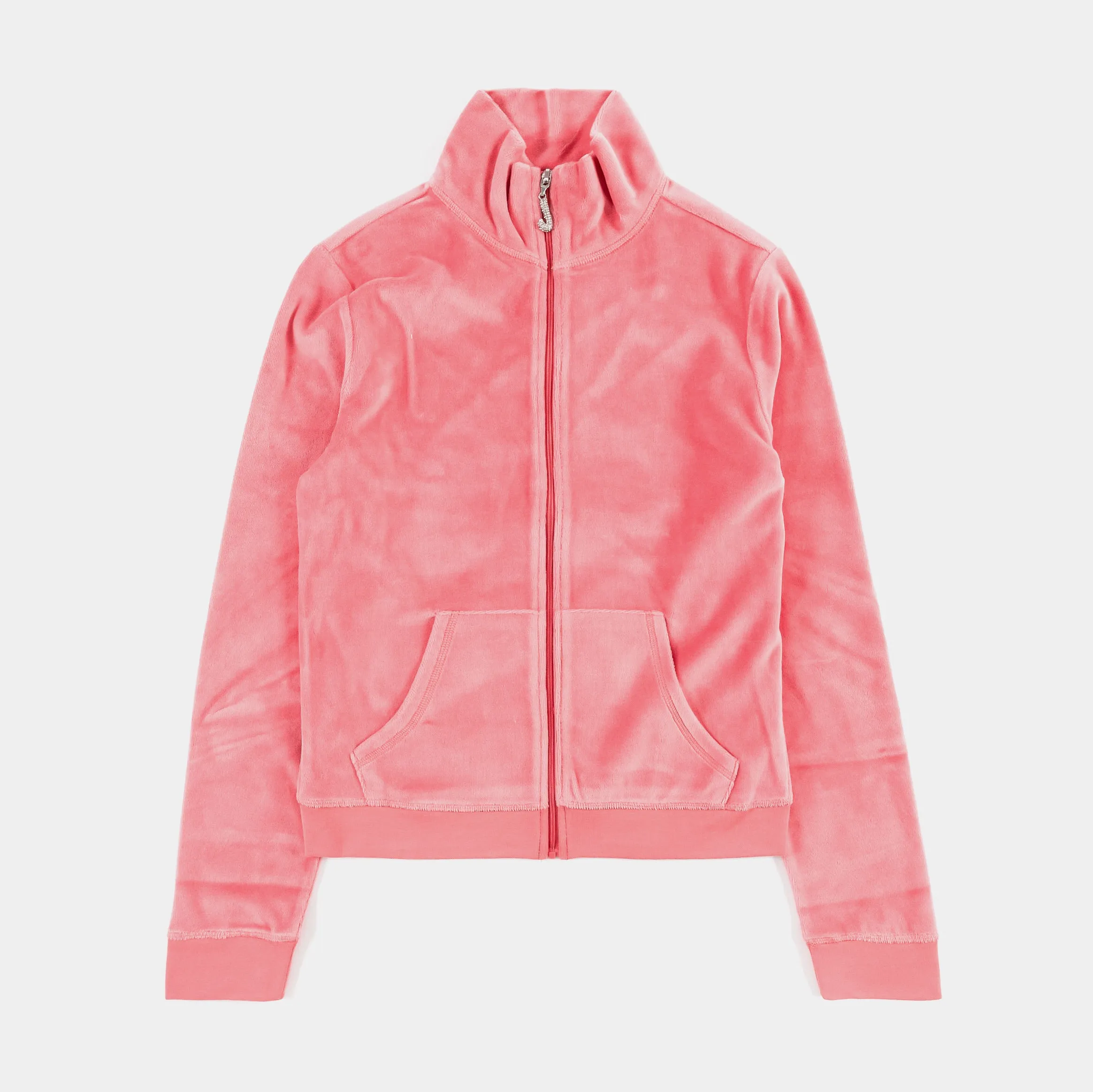 Ombre Bling Velour Mockneck Track Womens Jacket (Pink)