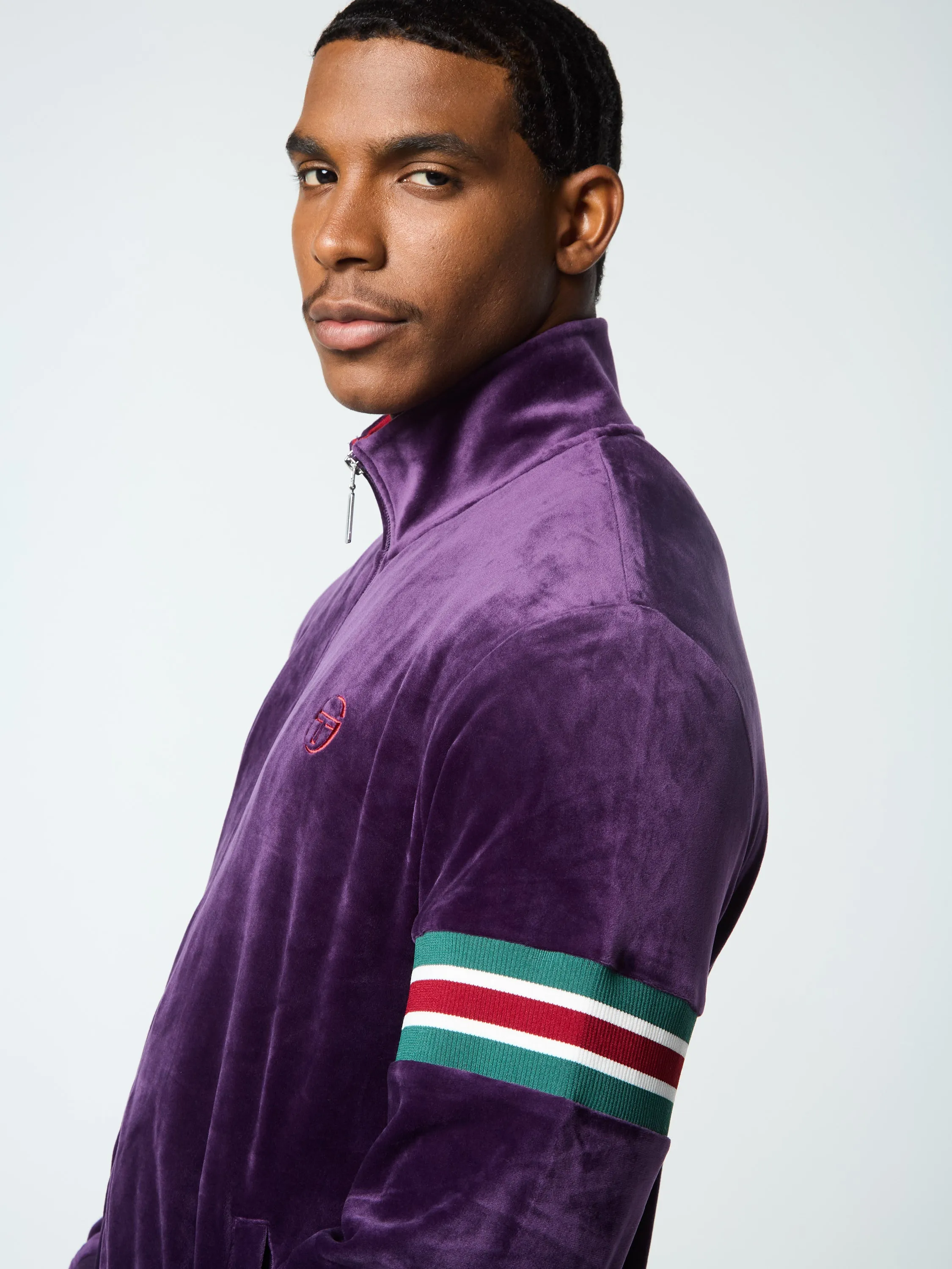 Ostuni Velour Track Jacket- Blackberry Cordial