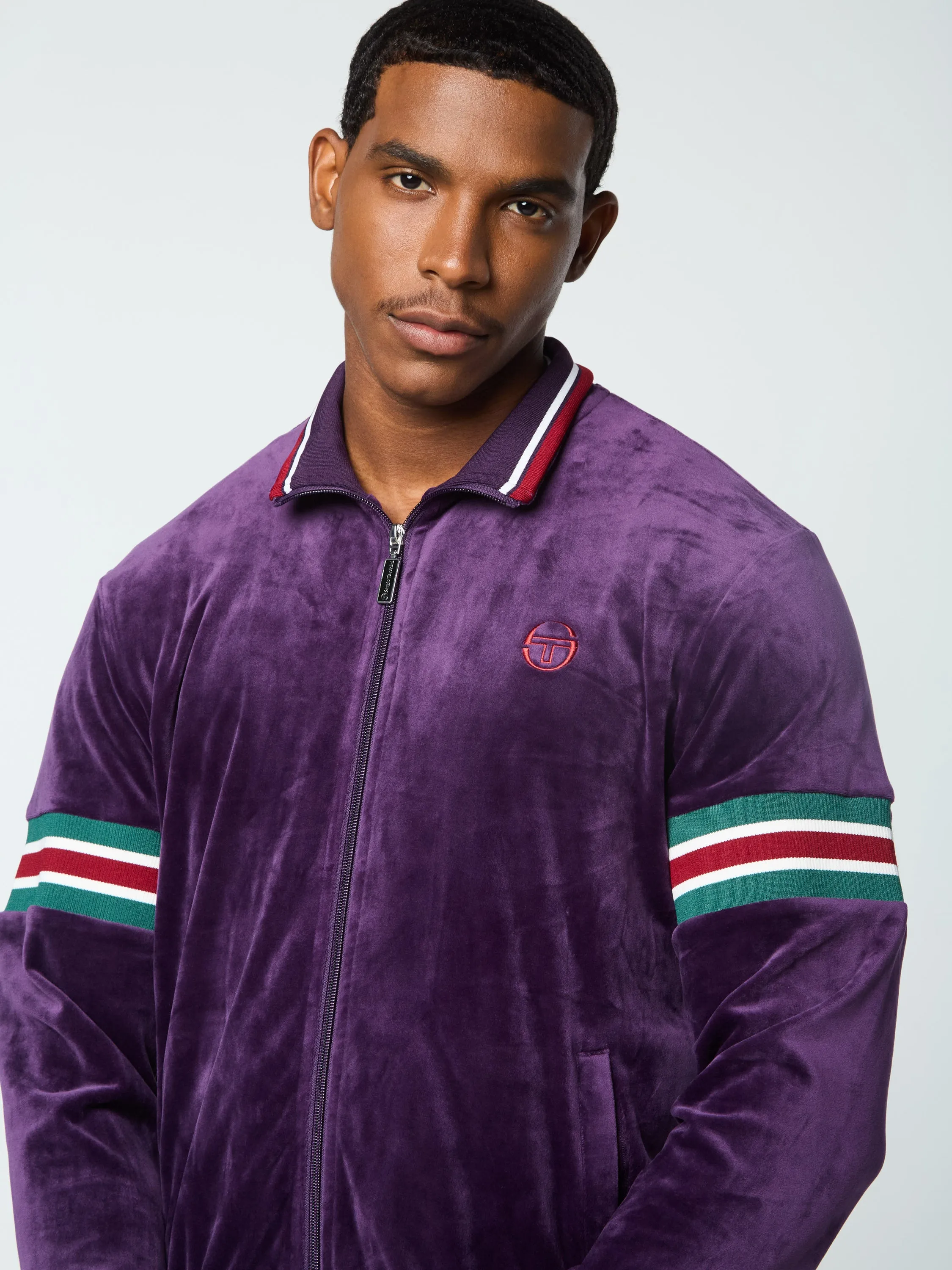 Ostuni Velour Track Jacket- Blackberry Cordial