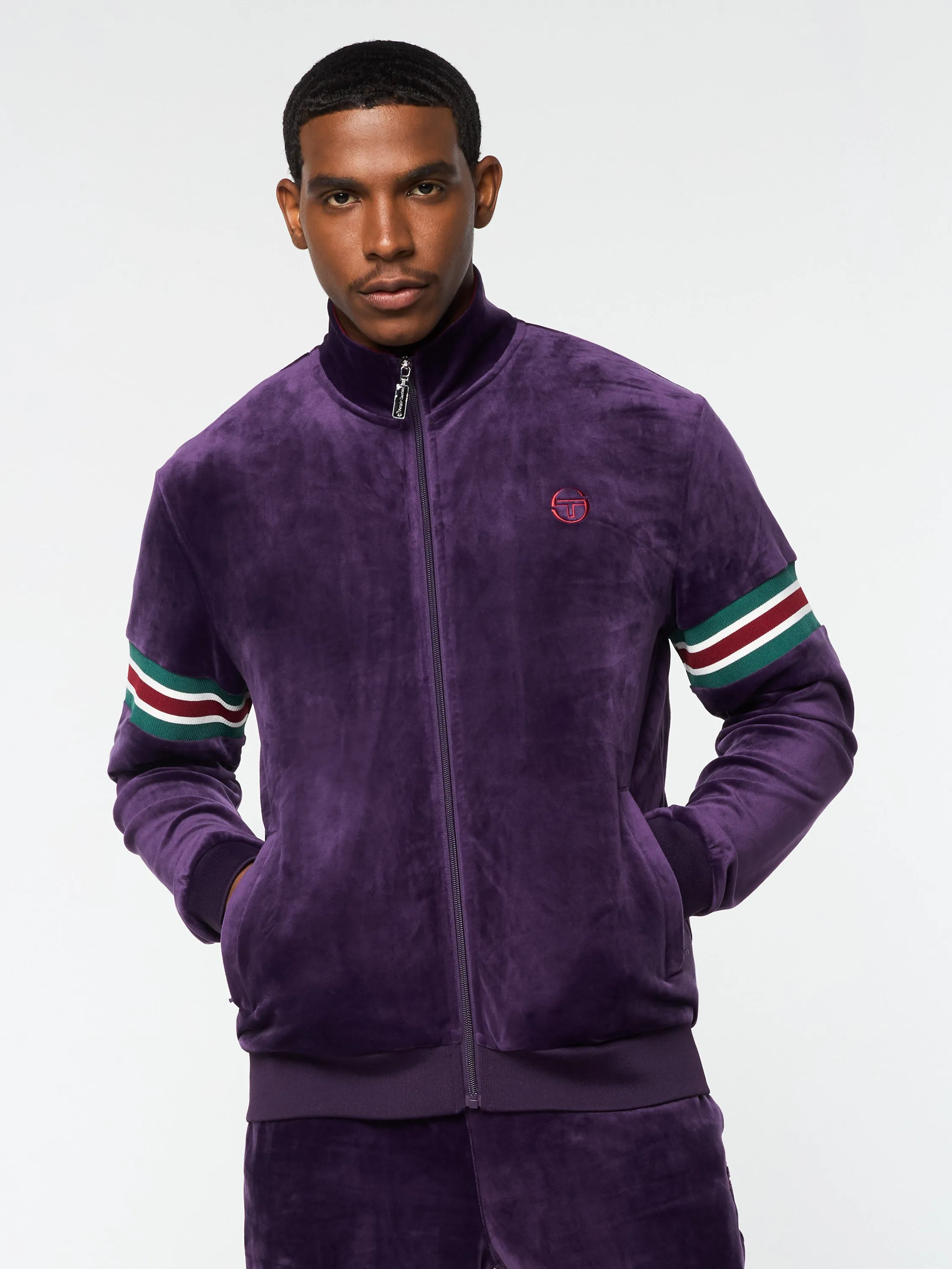 Ostuni Velour Track Jacket- Blackberry Cordial