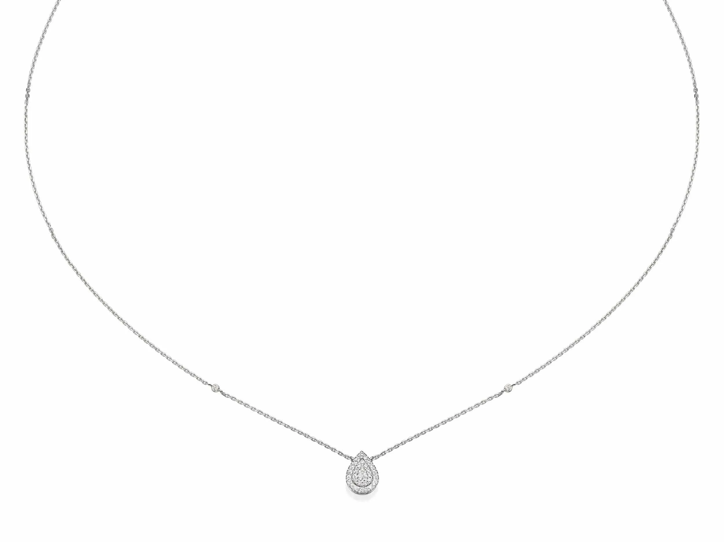 Pear Shaped Diamond Cluster Pendant Necklace