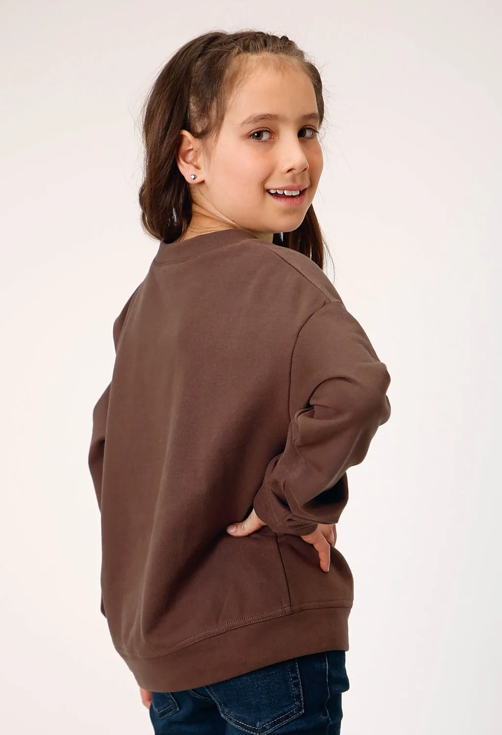 Roper Girls Threw A Fit Brown 100% Cotton Sweatshirt