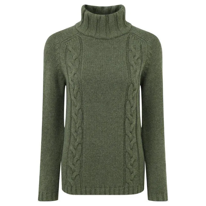 Schoffel Ladies Merino Cable Roll Neck Jumper - Grousemoor