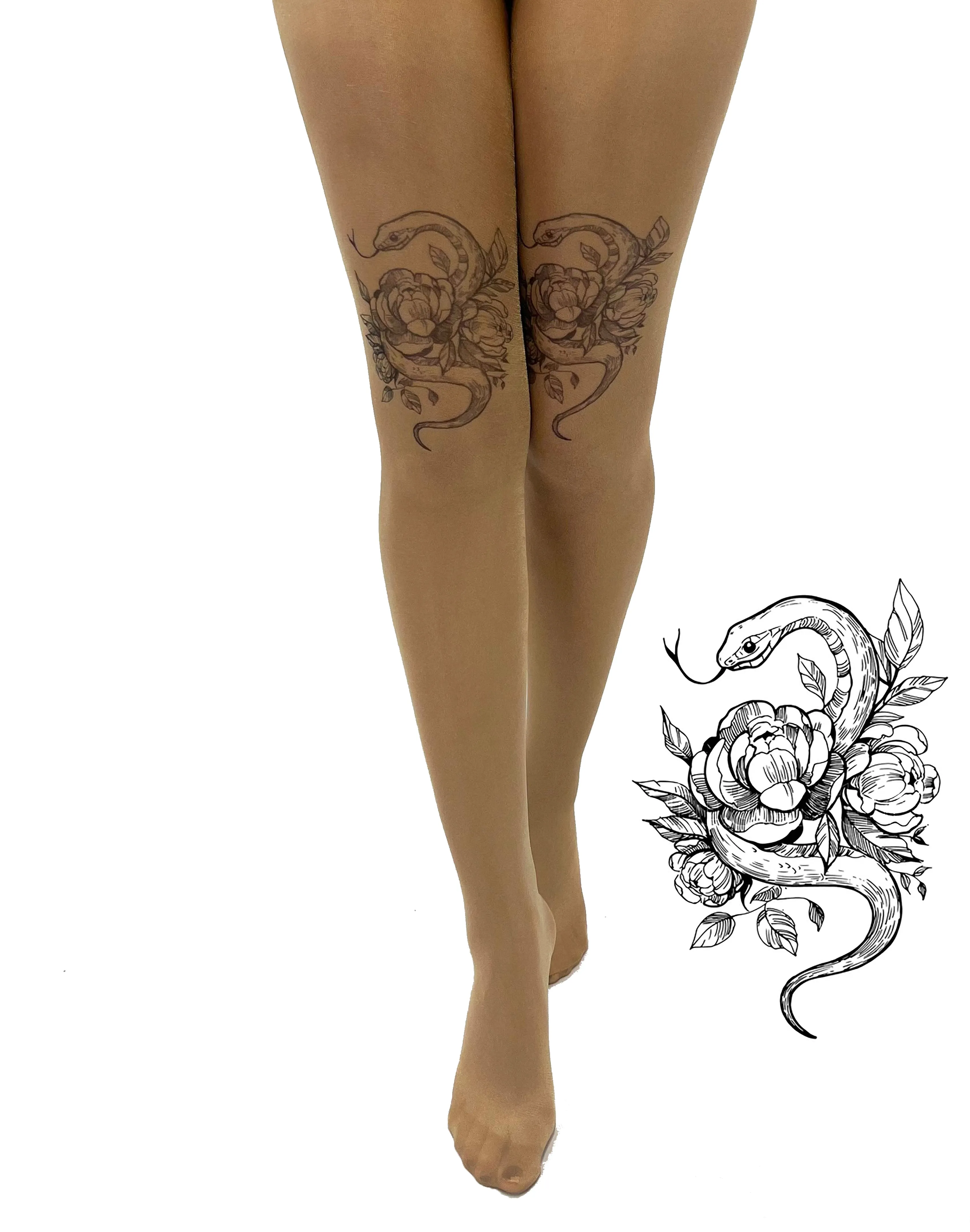 Snake Tattoo Printed Tights