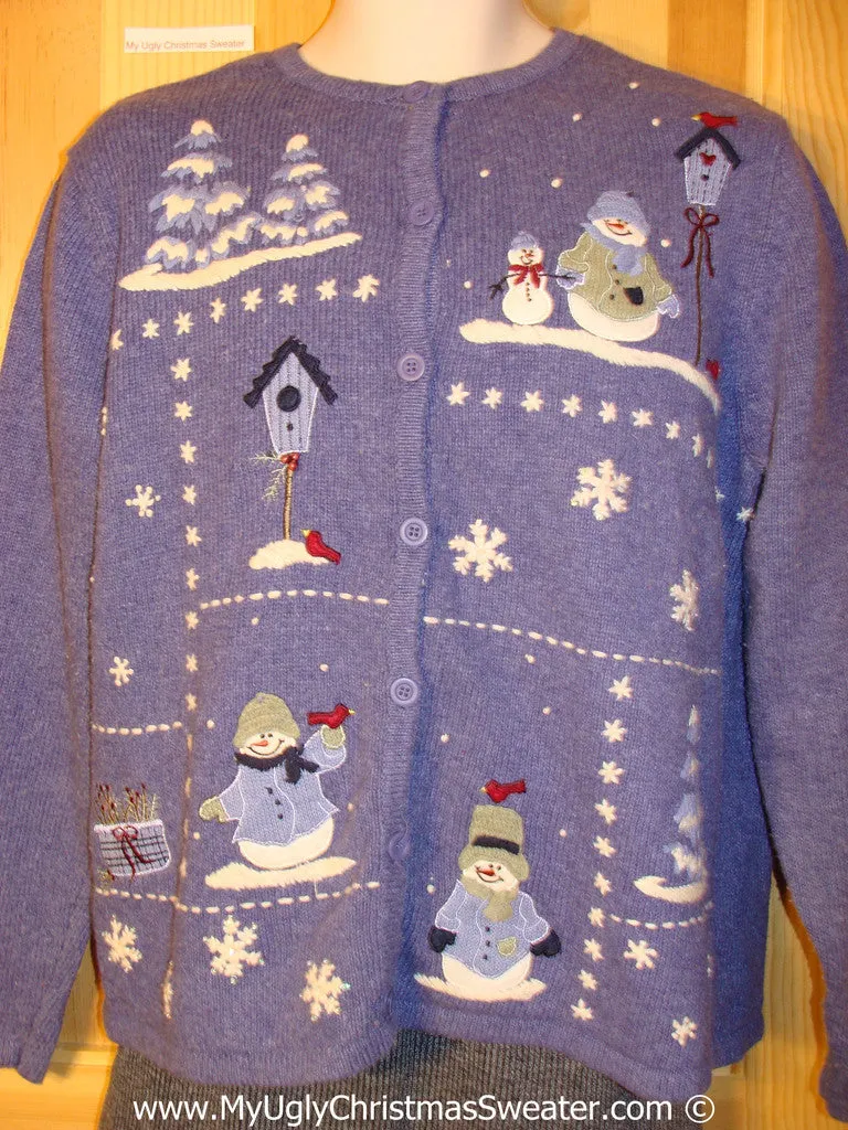 Snowman Friends in a Winter Wonderland Tacky Cheesy Holiday Sweater (f1192)