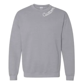 Sport Heather Gray Custom Embroidered Crewneck Sweatshirt - Personalized Chain Stitch