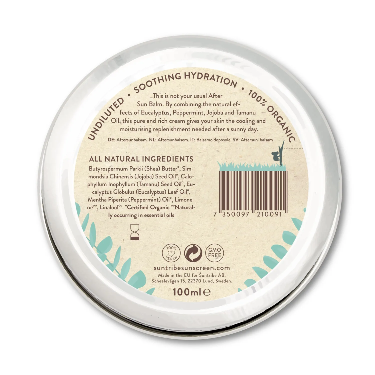 Suntribe Natural After Sun Balm Eucalyptus and Jojoba Light Green | Buy Suntribe Natural After Sun Balm Eucalyptus and Jojoba Light Green here | Outnorth