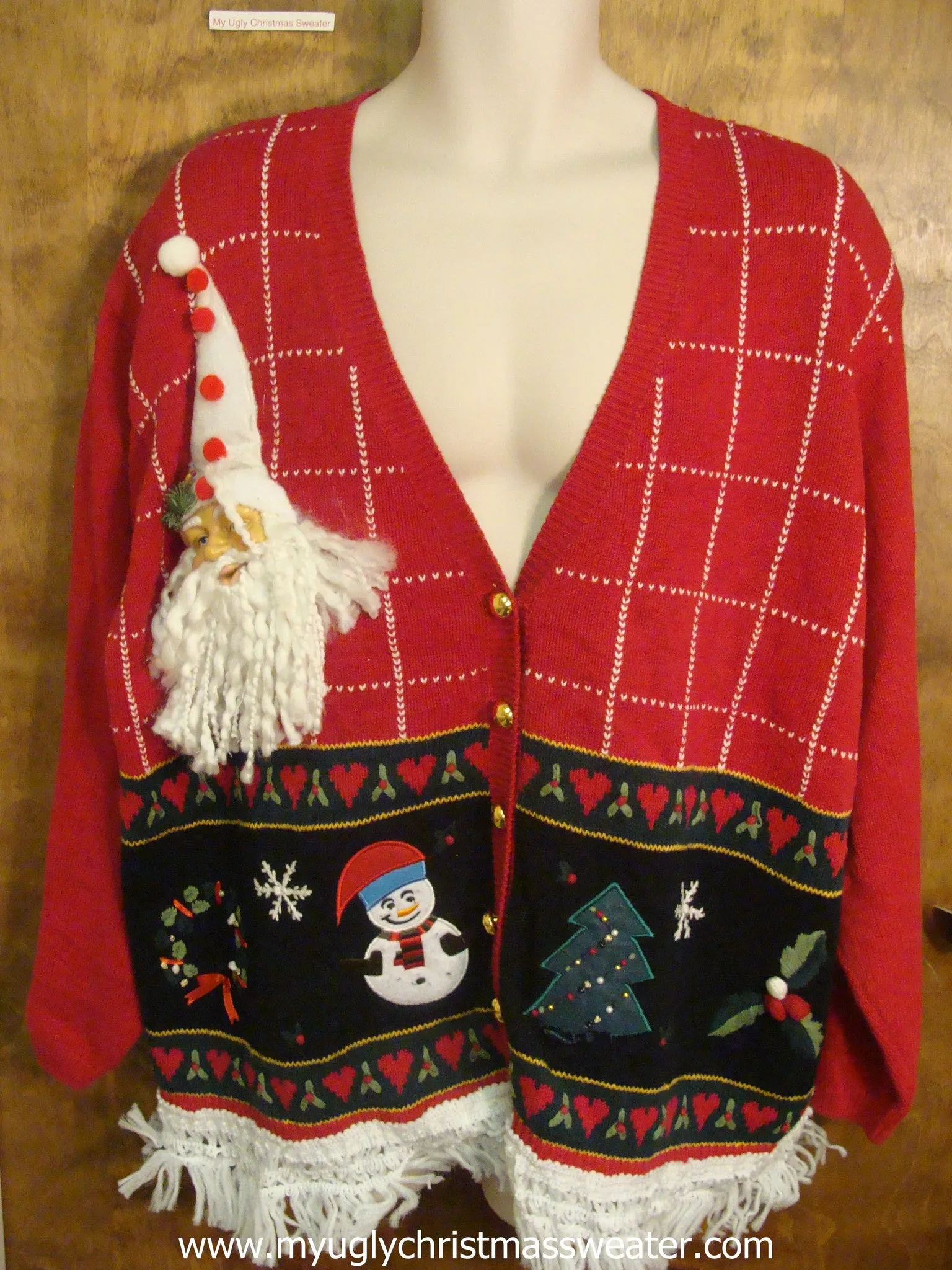 Tackiest 3D Santa Head Ugly Christmas Sweater