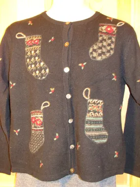 Tacky Ugly Christmas Sweater with Four Crafty Stockings (f451)