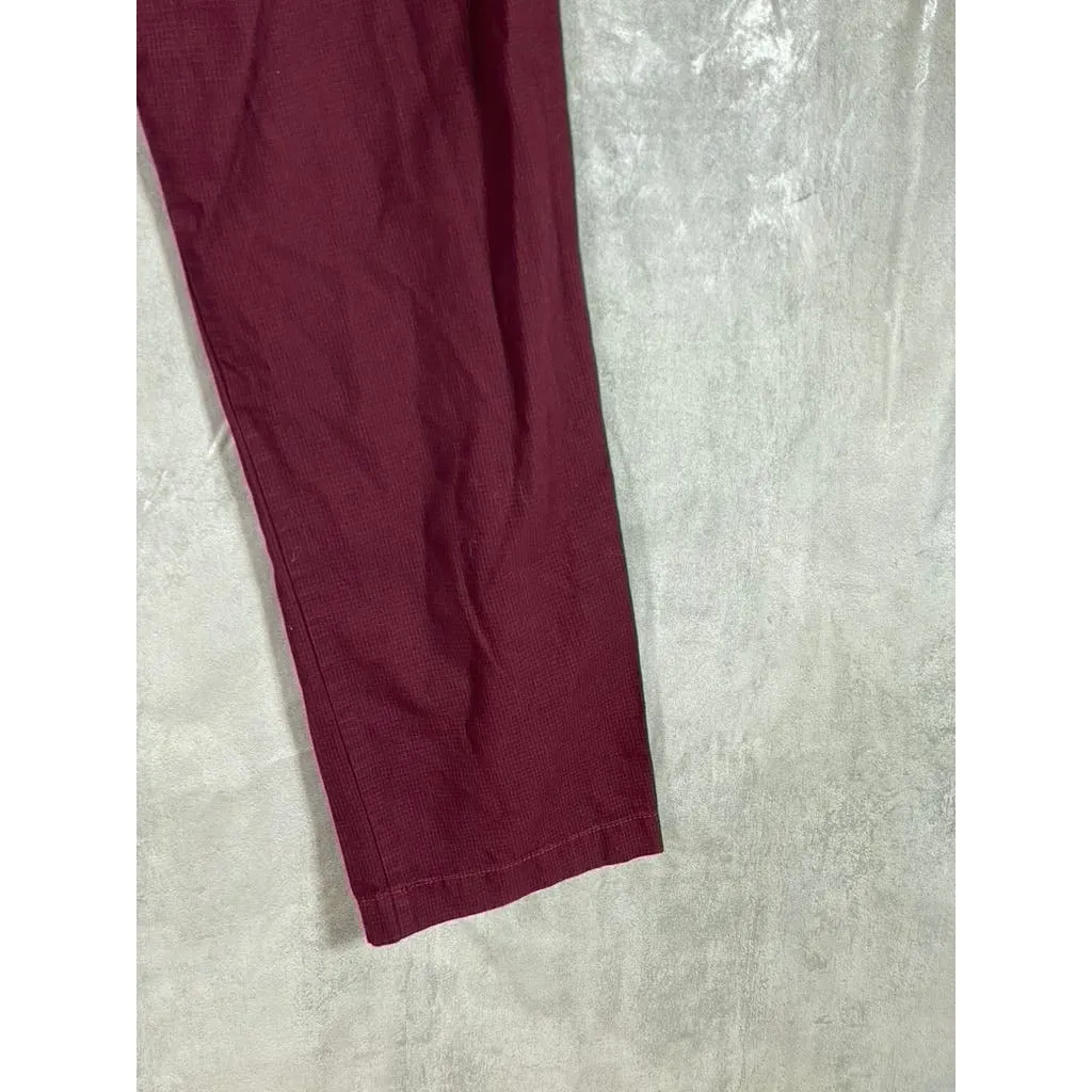 TOMMY HILFIGER Men's Burgundy Mini Check Custom-Fit Chino Pants SZ 36X34