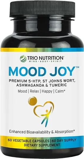 Trio Mood Joy | Premium 5-HTP, St Johns Wort, Ashwagandha & Turmeric | Ashwagandha Capsules to Promote Natural Calm & Relaxed Mood* | Mood Support Supplement* | 60 Day Supply in Pakistan