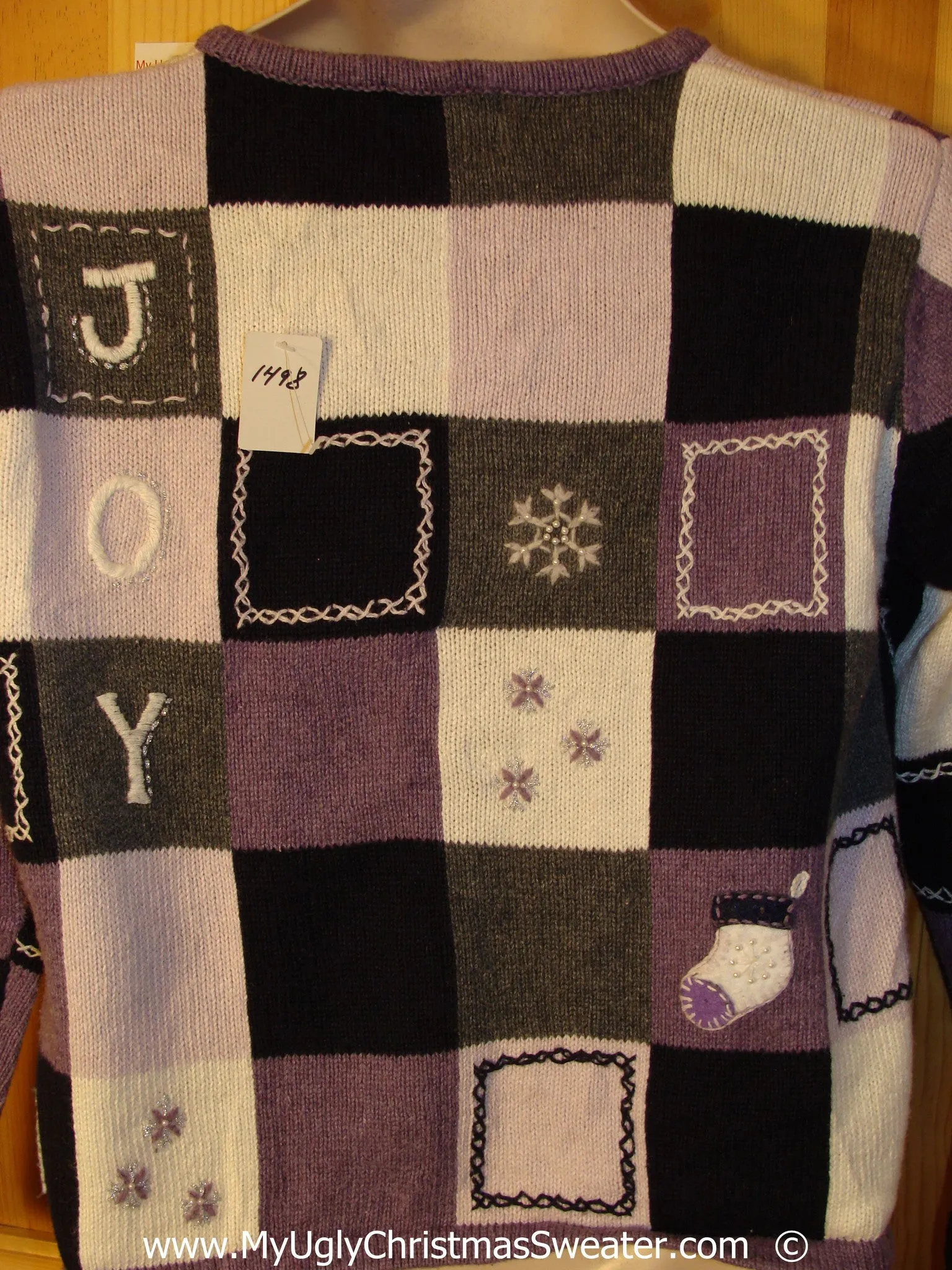 Two Sided JOY Purple and Pink Christmas Sweater