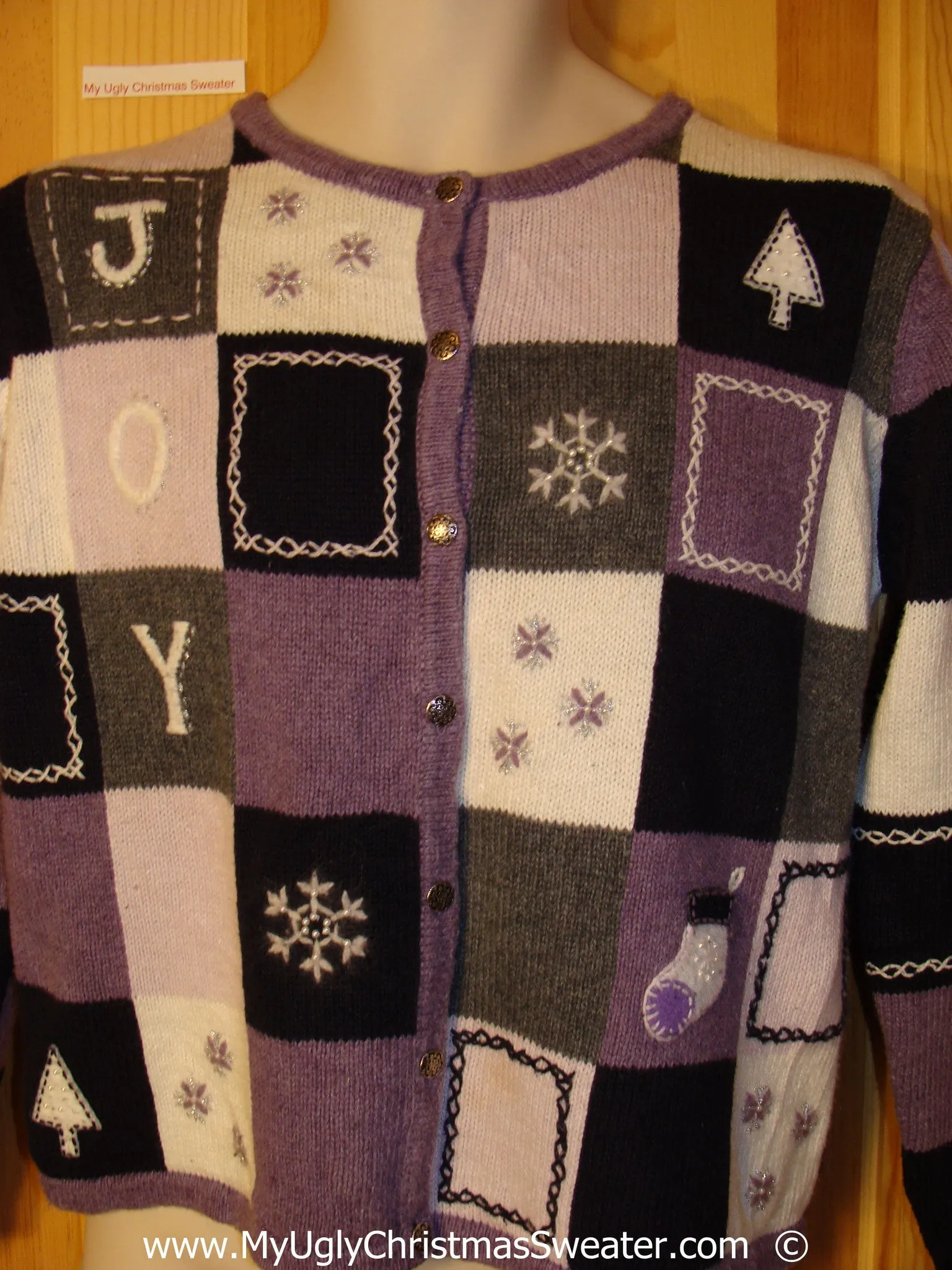 Two Sided JOY Purple and Pink Christmas Sweater