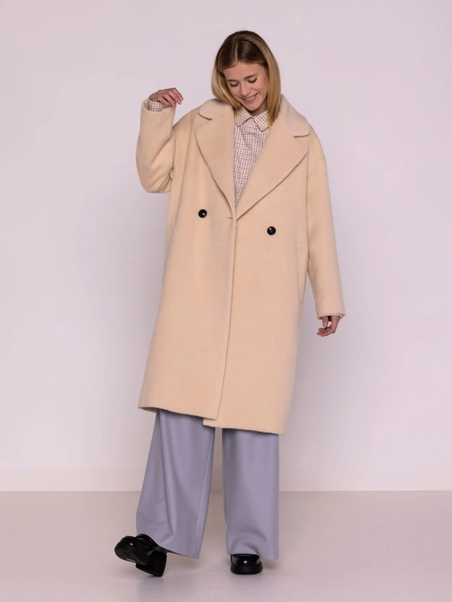 UNIFACE WOOL COAT OAT