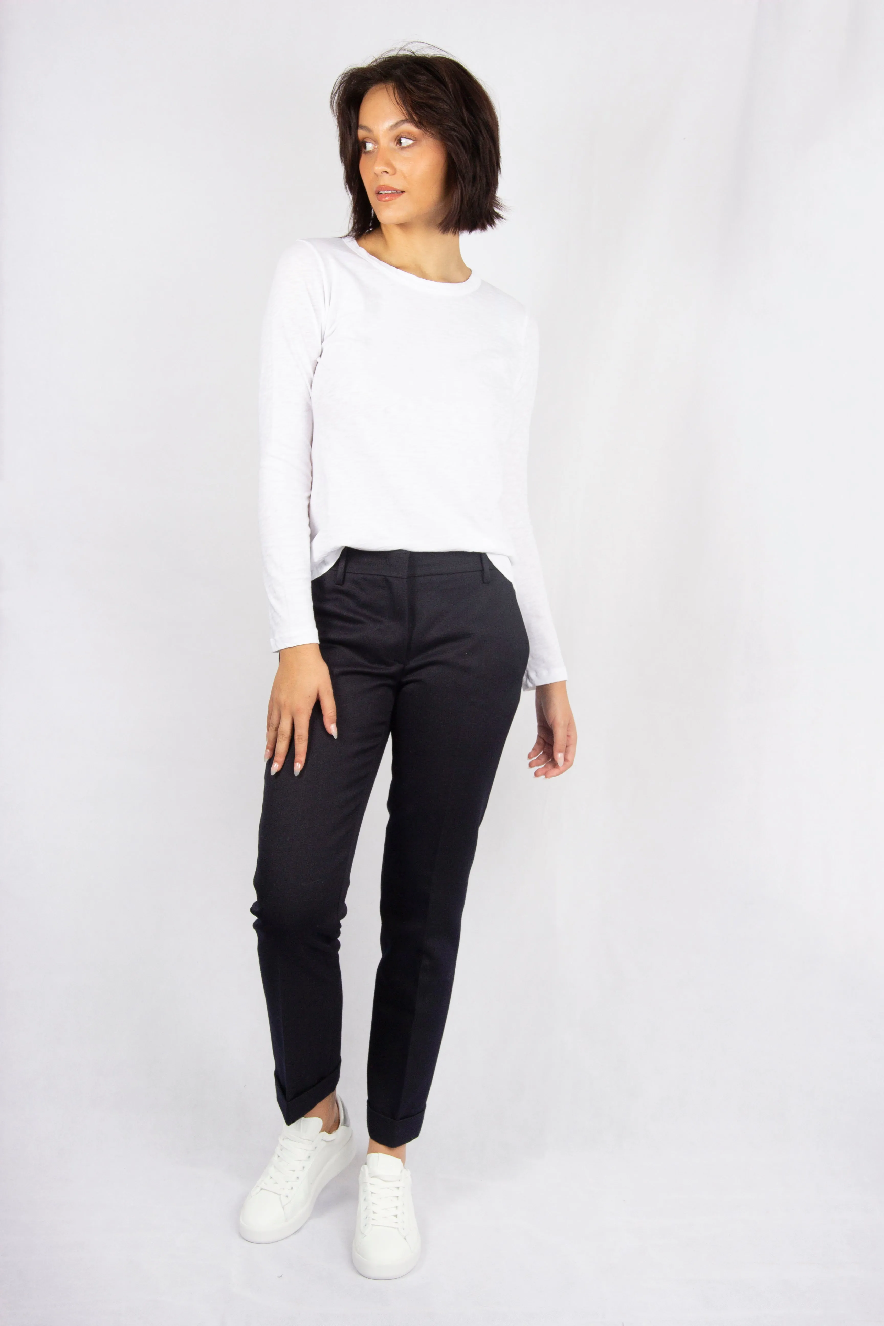 V Liz Long Sleeve Top in White