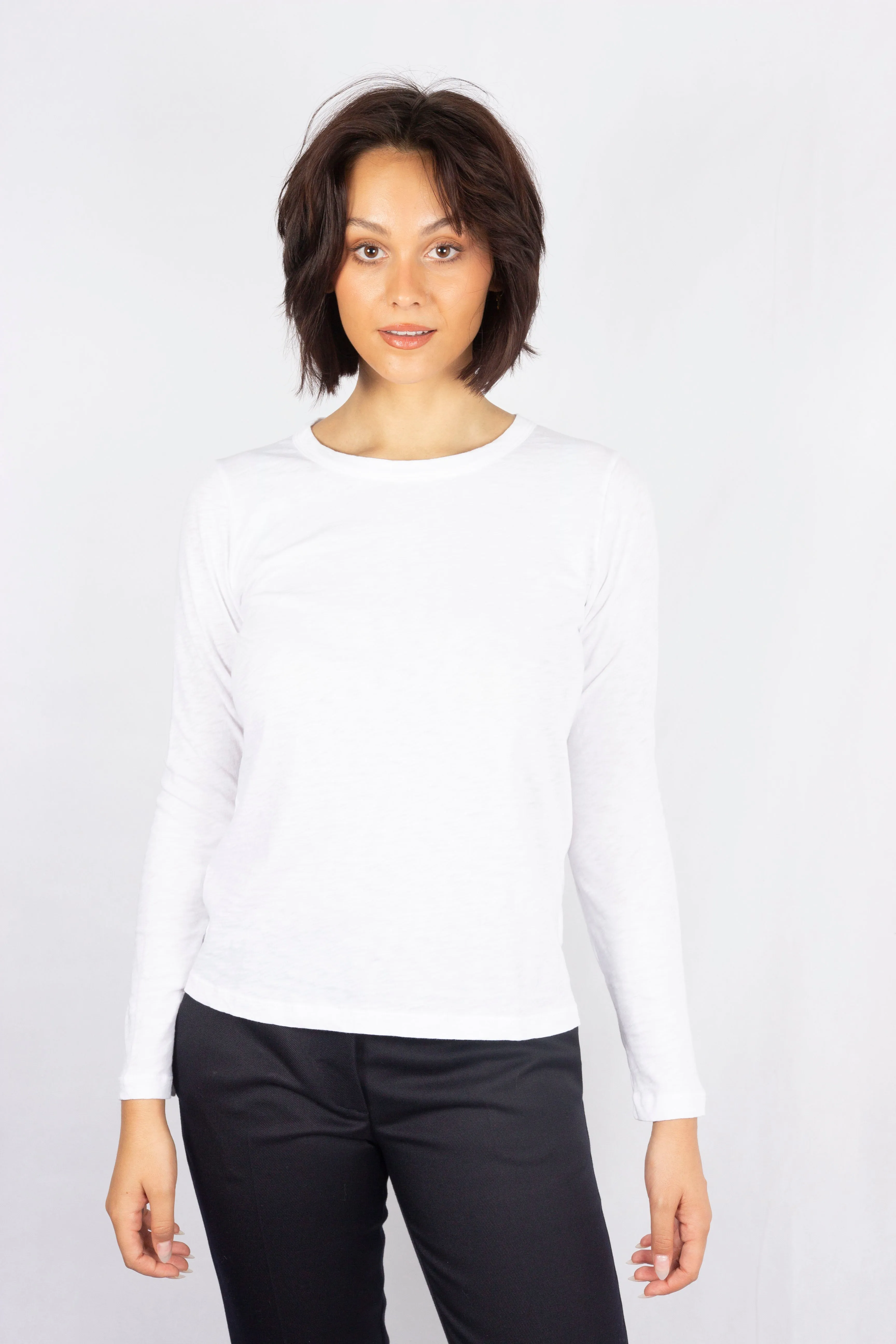 V Liz Long Sleeve Top in White