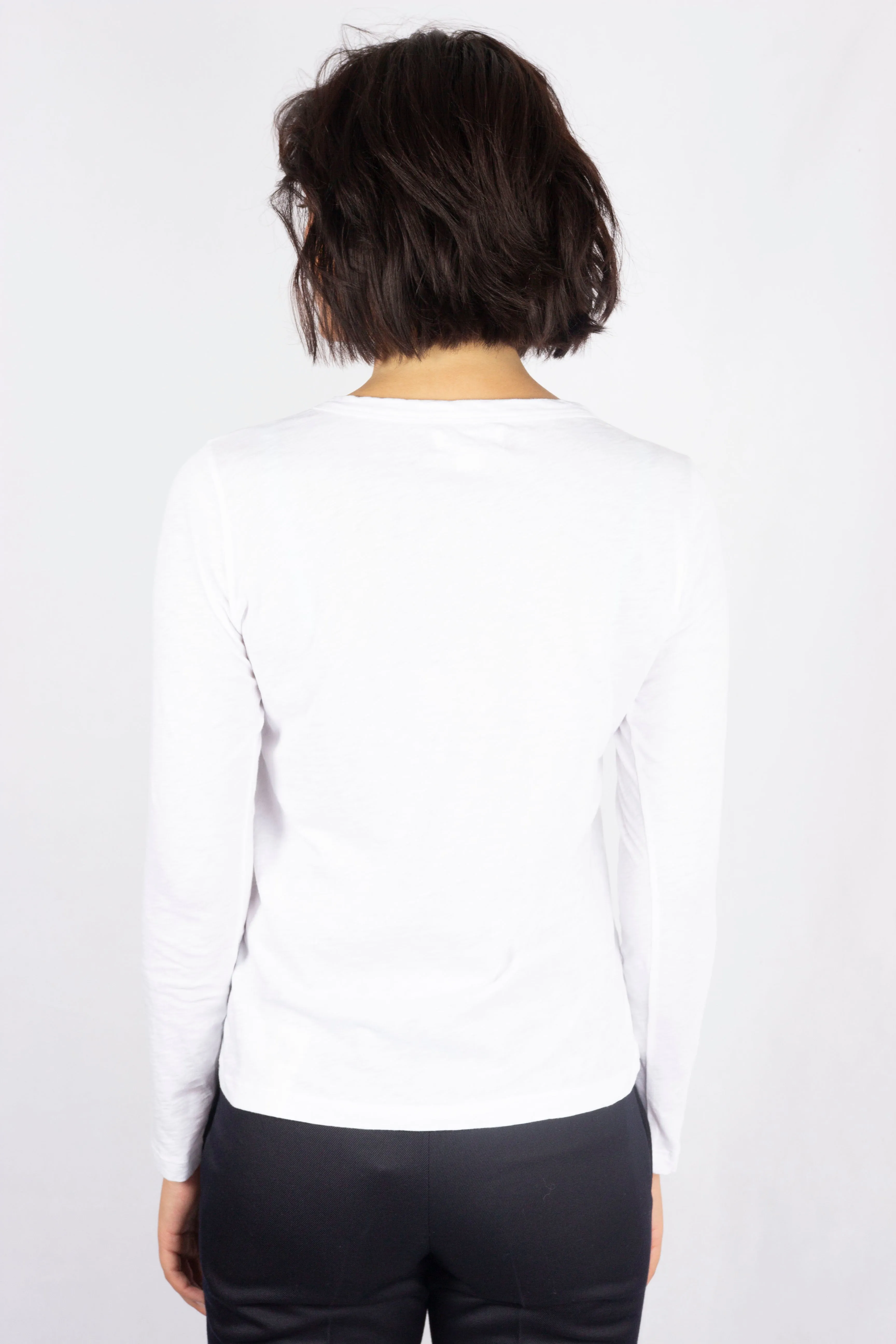 V Liz Long Sleeve Top in White