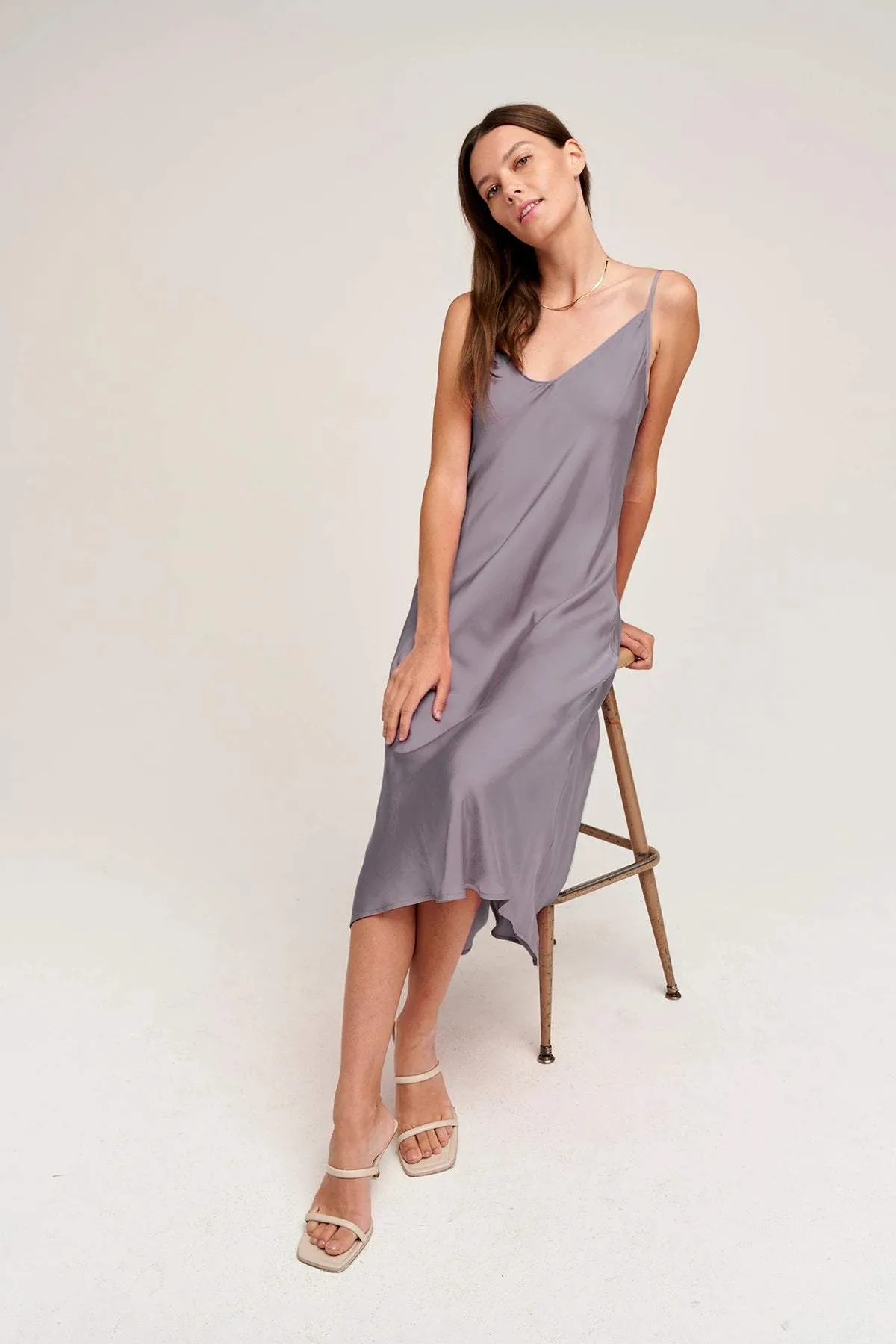 Velvet Poppy Satin Viscose Slip Dress - Bayberry