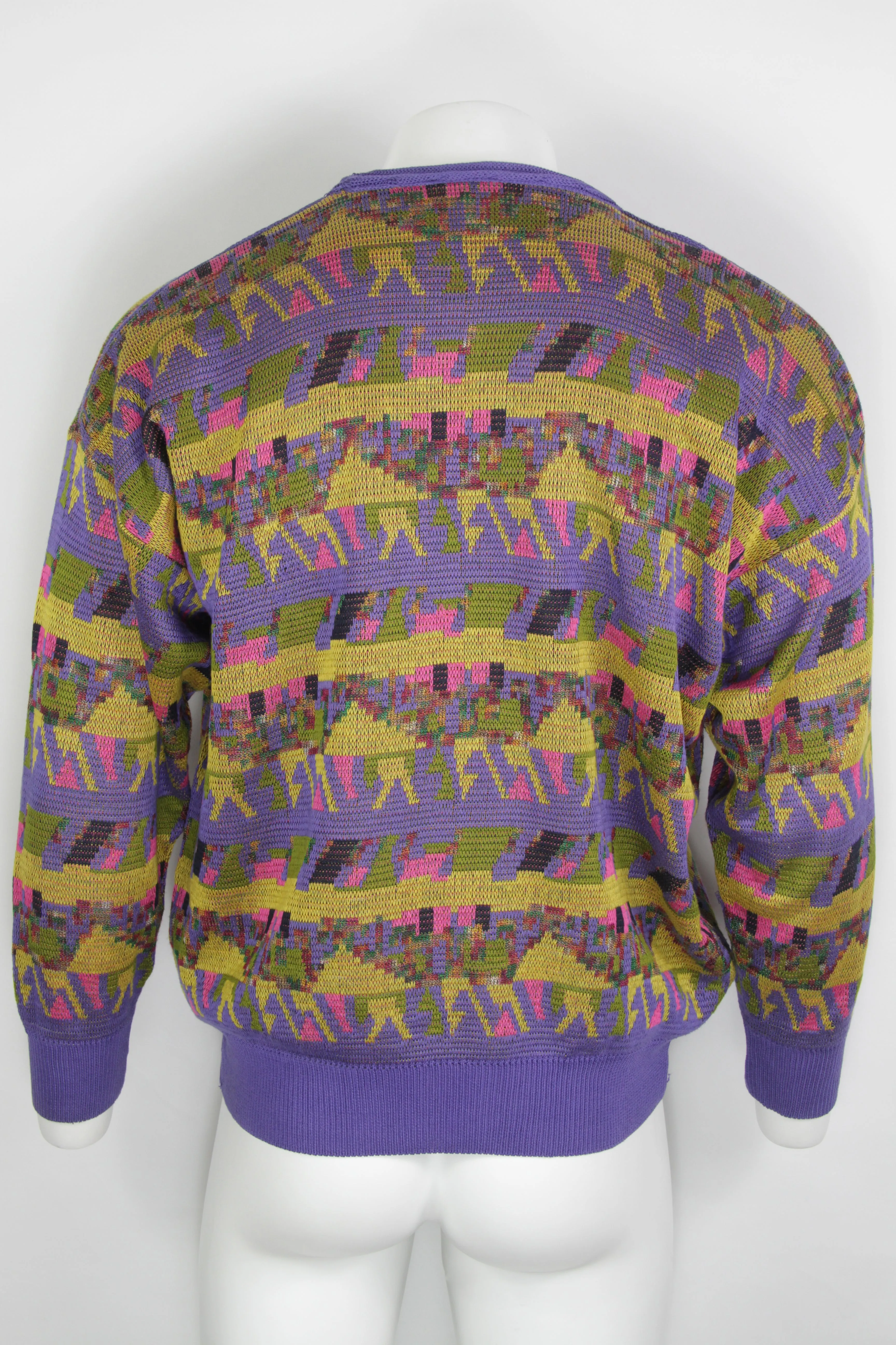 Vintage 80/90s Crazy Patterned Sweater - XL